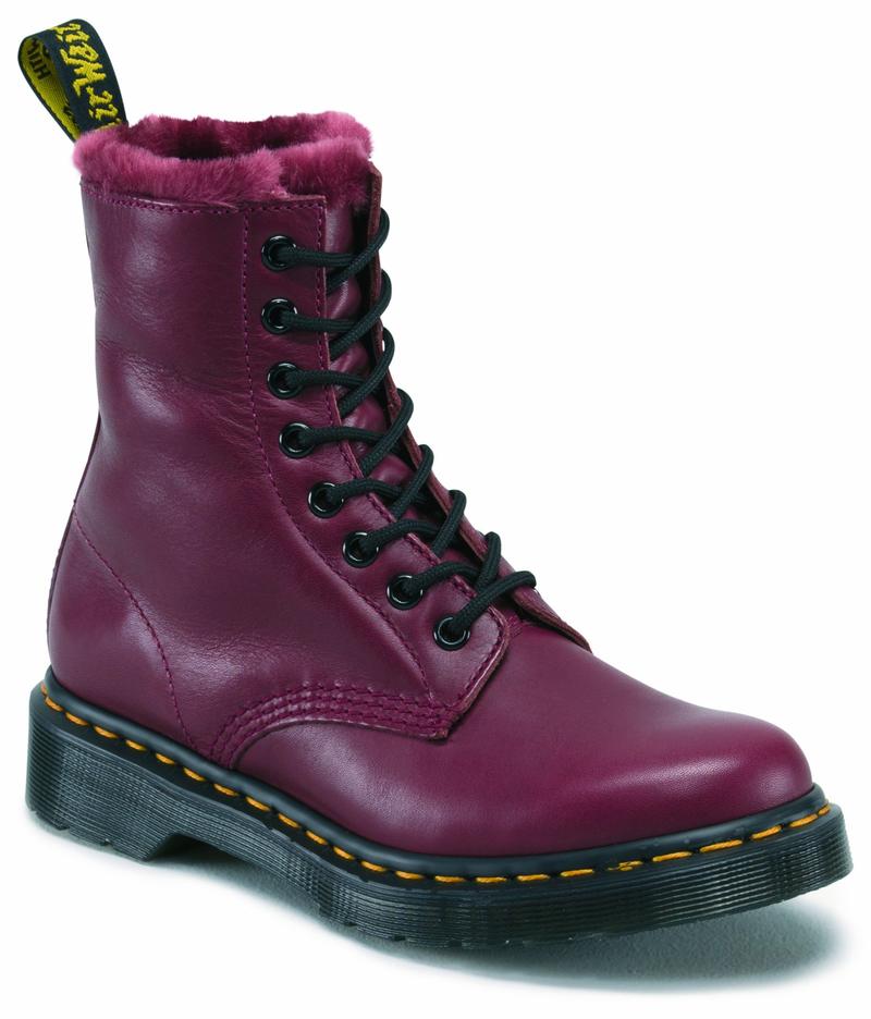 Original Classic Doc Dr Martens 8-hole 1460 Serena Cherry Red With Fur ...